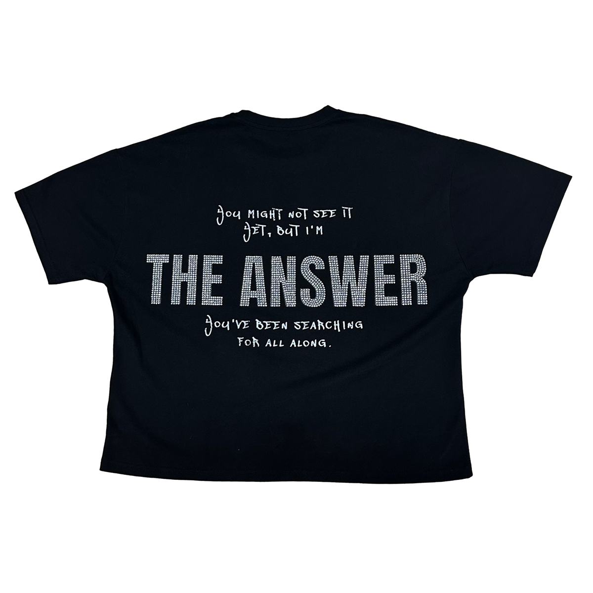 Black "The Answer" Rhinestone Tee