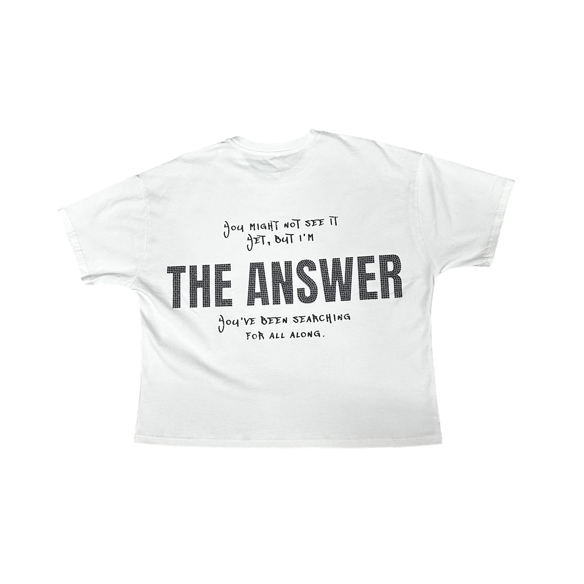 White "The Answer" Rhinestone Tee