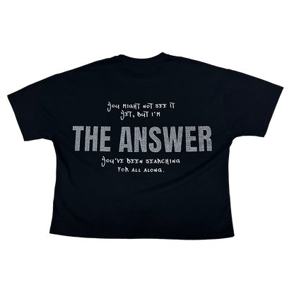 Black "The Answer" Rhinestone Tee