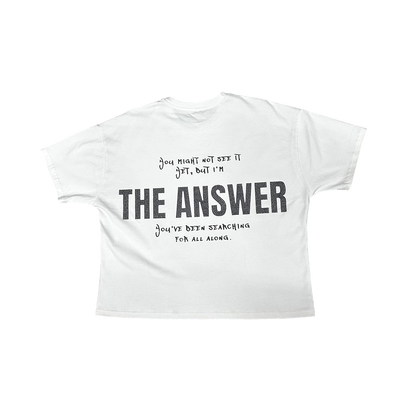 White "The Answer" Rhinestone Tee